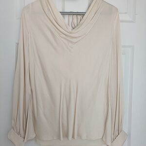 Ever New Cream Cowl-Neck Long Sleeve Top